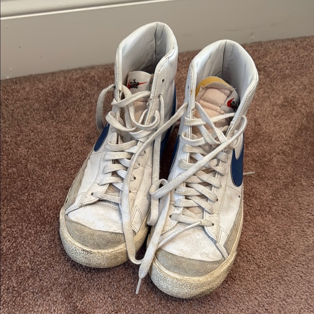 Nike High-Top Sneakers in White and Blue